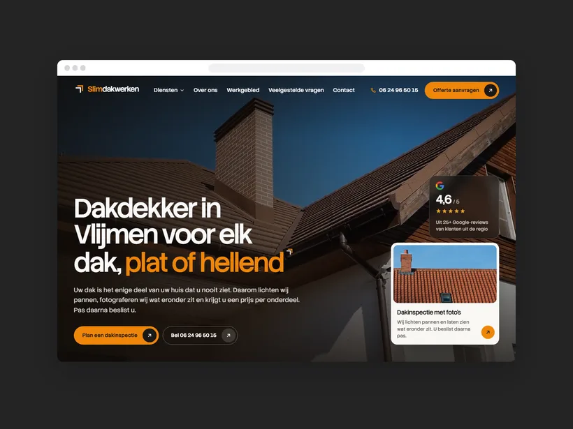 Website van dakdekker Slimdakwerken