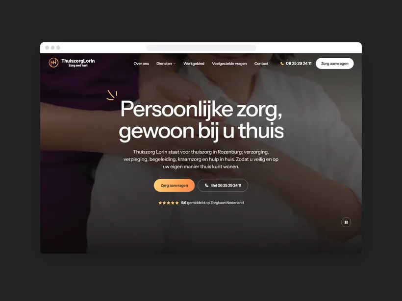 Website van Thuiszorg Lorin in Rozenburg