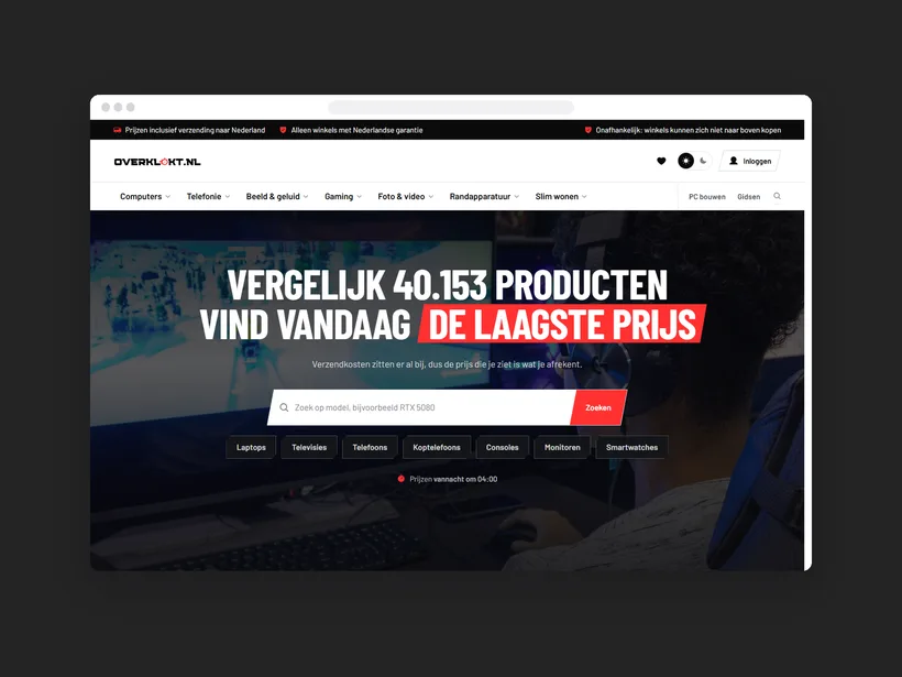 Website van prijsvergelijker Overklokt