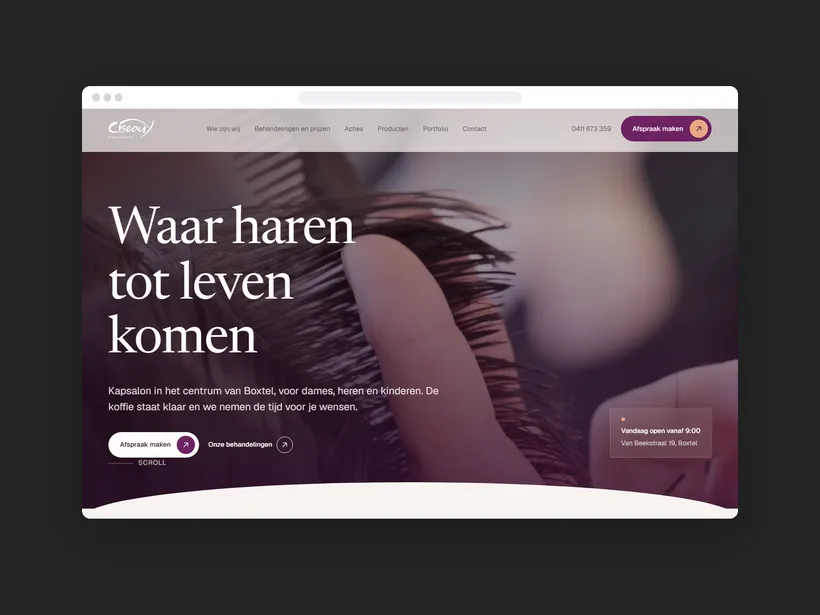 Website van kapsalon Ciseaux in Boxtel