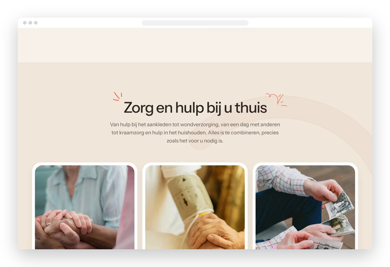 Sectie uit de nieuwe website van Thuiszorg Lorin op desktop
