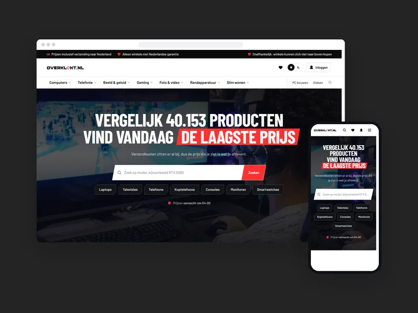 Website en mobiele site van Overklokt
