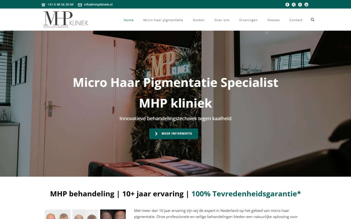 De oude website van MHP Kliniek